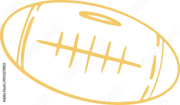 Obraz Stylized American football is being shown rotating in flat line drawing, transparent background