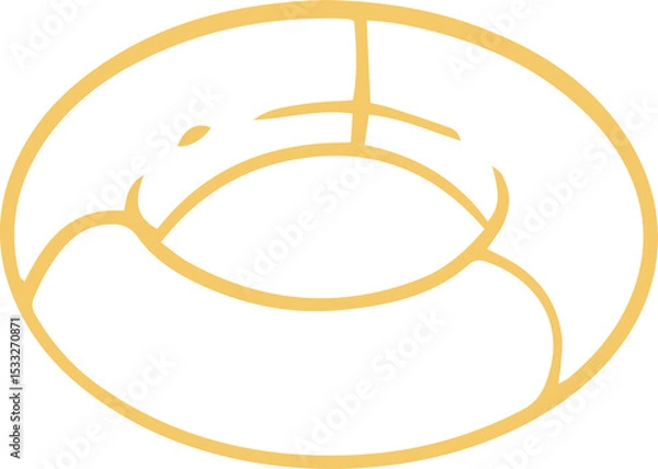 Fototapeta Donut-shaped swim ring float tube being shown in flat line drawing style, transparent background