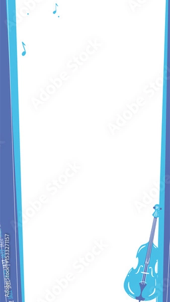 Fototapeta Flat design is showcasing transparent center with gradient bars, jazz text, notes, bass, copy space