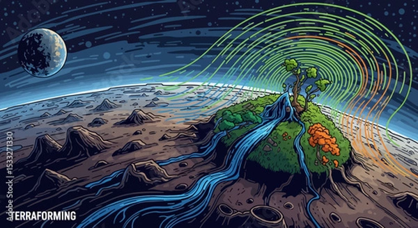 Fototapeta Terraforming a New Planet | Sci-Fi Landscape