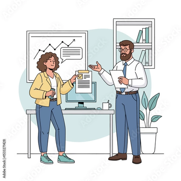 Fototapeta Business Professionals Discussing Project in Office