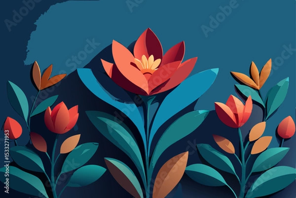 Fototapeta red and yellow tulips