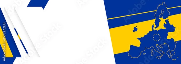 Fototapeta simplified clean symbol icon shape of the map of the European Union background creative abstract, blue yellow on white background