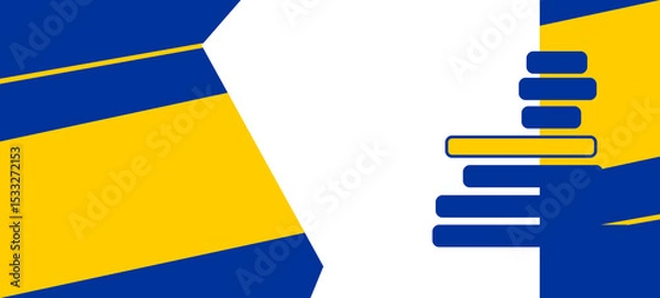 Fototapeta simplified clean symbol icon shape of the map of the European Union background creative abstract, blue yellow on white background