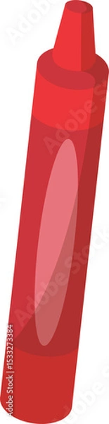 Fototapeta Flat design red marker pen is lying diagonally on clear background, showing cone nib and tube