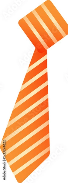 Obraz Orange striped necktie being shown in flat vector, with gradient shading on transparent background