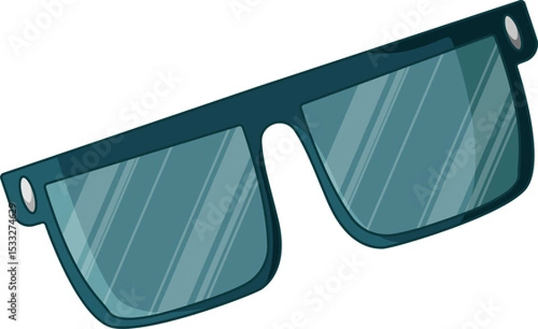 Obraz Stylized teal glasses are featuring reflective lenses in flat design on transparent background