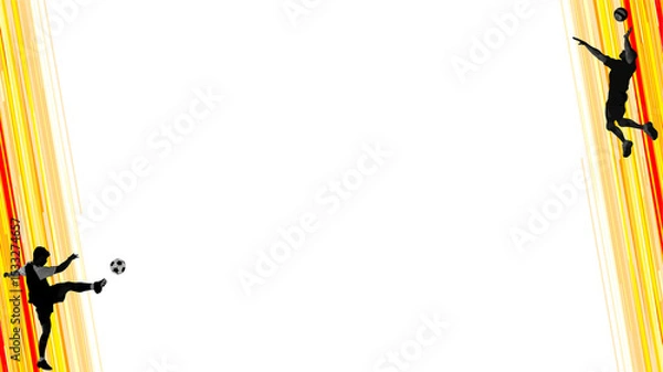 Fototapeta Flat showing sports shapes kicking and jumping amid streaks transparent background copy space