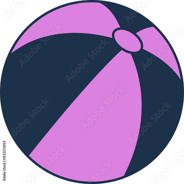 Fototapeta Stylized beach ball is floating on transparent background flat design with lavender and navy panels