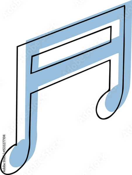 Fototapeta Stylized vector showing two beamed eighth notes forming angular F shape on transparent background