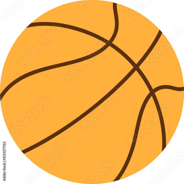 Fototapeta Showcasing flat basketball featuring orange black-ribbing on transparent background, copy space