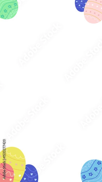 Fototapeta Flat design colored Easter egg border is featuring patterns on transparent background, copy space