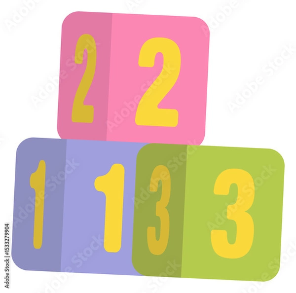 Fototapeta Flat design counting blocks with white outlines are stacking in pyramid on transparent background