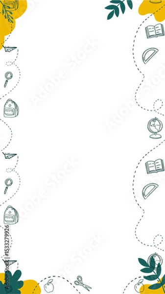 Fototapeta Flat design border is showing on clear canvas featuring book and paper plane icons