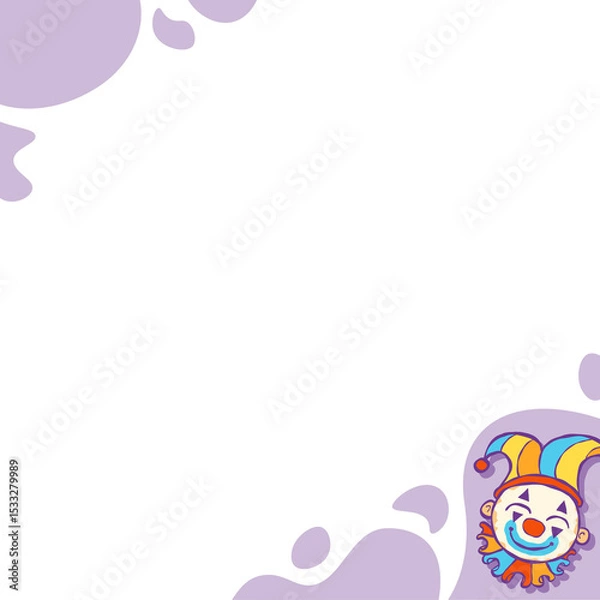 Fototapeta Vector illustration is showing stylized clown head with transparent background featuring jester hat