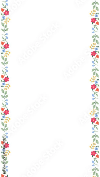 Fototapeta Flat frame is showing paired floral vines around empty center, transparent background, copy space