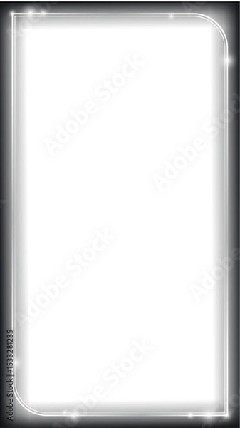 Fototapeta Flat interface frame is glowing on transparent background showing teal panel, white borders, orbs