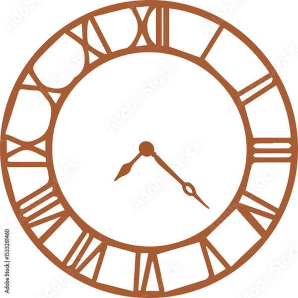 Obraz Clock face is displaying Roman numerals and hands in copper vector design on transparent backdrop