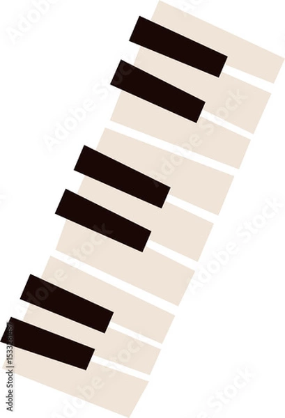 Obraz Piano keys are floating in flat design with diagonal beige and brown bars on transparent background