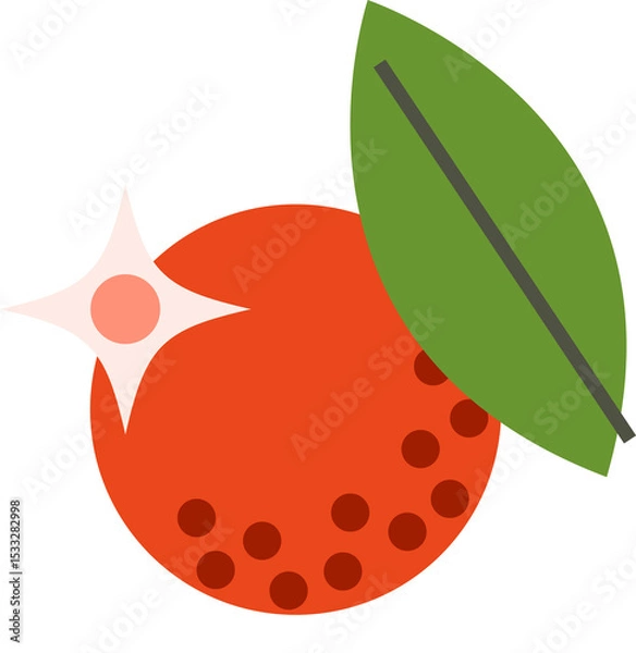 Obraz Flat-design bubble tea is being shown on transparent background with red bubbles and leaf sparkle