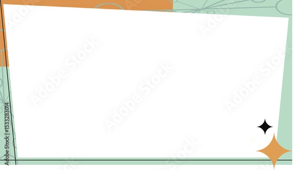 Fototapeta Flat design sign is tilting and showing teal orange-mint stripes and sparks on transparent backdrop