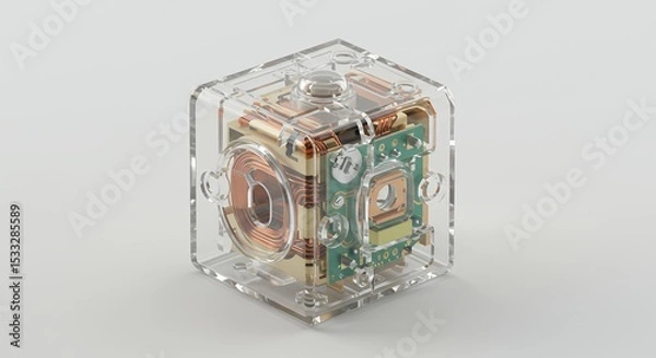 Obraz Transparent cube shaped electronic device