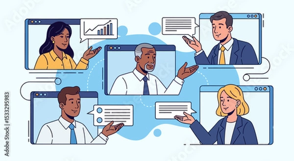 Obraz Global Team Collaboration Virtual Meeting and Online Communication