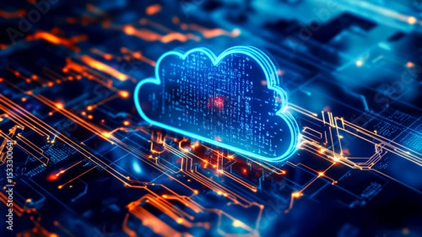 Fototapeta Modern technology and cloud computing concept