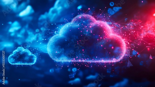 Fototapeta Modern technology and cloud computing concept
