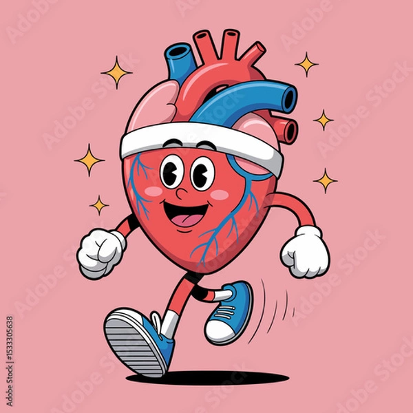 Obraz Running Cartoon Heart with Athletic Shoes