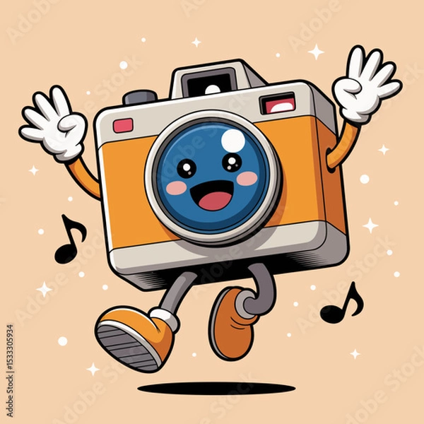 Obraz Camera with Sneakers and Sparkles