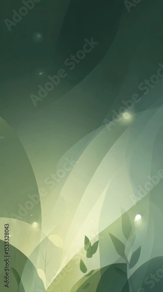 Fototapeta svg illustration style abstract night forest background. serenity. modern design. green color scheme.