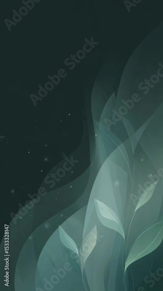 Fototapeta svg illustration style abstract night forest background. serenity. modern design. green color scheme.