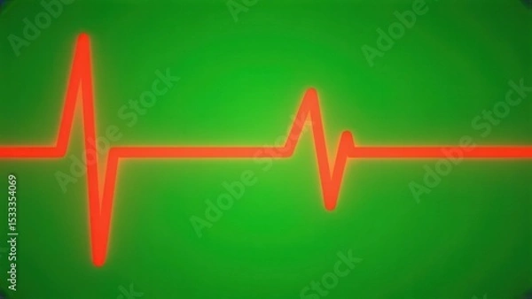 Fototapeta Lifeline's Pulse: A striking depiction of a vital heartbeat rhythm, its red line pulsating dynamically against a verdant green backdrop, capturing the essence of health and vitality.