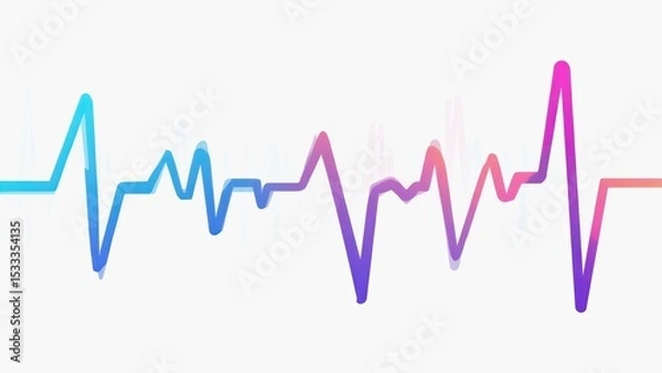 Fototapeta Vital Pulse: A dynamic heartbeat waveform pulsates, reflecting a vibrant rhythm of life in an illustrated artistic display. 