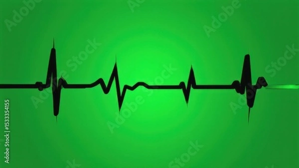 Fototapeta Vital Pulse: A vibrant depiction of a heartbeat rhythm, showcasing a dynamic electrocardiogram line against a striking gradient of green