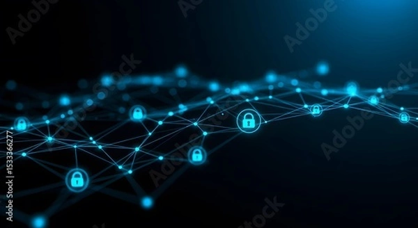 Fototapeta Secure Network Data Protection and Cybersecurity Abstract Illustration