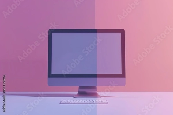 Fototapeta Computer Device Mockup with Minimalist Background and Editable Color for Object and Background