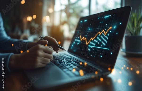 Fototapeta An expert analyzes financial data to drive business growth—strategizing to boost sales and profits through smart planning, investment decisions, and financial performance analysis.