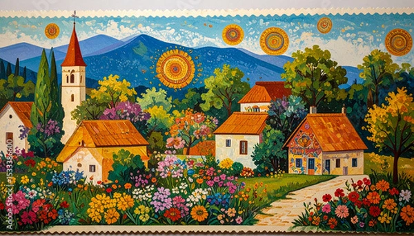 Fototapeta spirited tapestry; the luminous vibrance of eclectic artistry