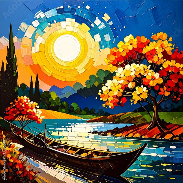 Fototapeta radiant strokes; the luminous depth of impressionistic artistry