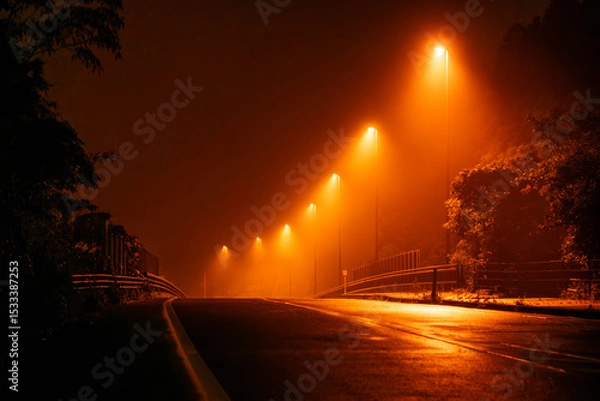 Obraz 静寂へと続くオレンジ色の道