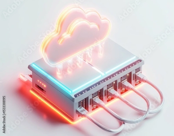 Fototapeta Cloud Computing Infrastructure with Modern Design