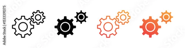 Fototapeta Cogwheel Multiple Style Icon Set Vector 