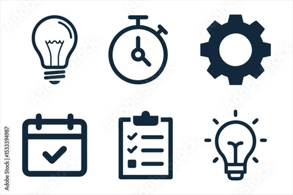 Fototapeta Productivity and Tools Icon Set – Flat Minimal Design