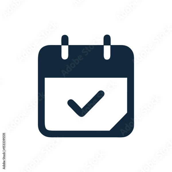 Fototapeta Calendar with a checkmark icon Black and write
