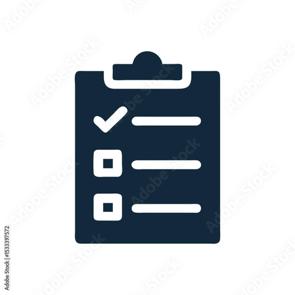 Fototapeta Clipboard with Checklist Icon – Black and White Design