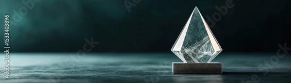Obraz A stunning crystal pyramid reflecting light in an artistic and modern setting.