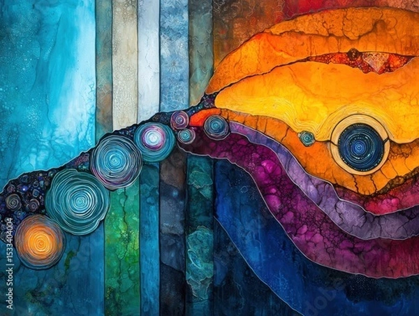 Fototapeta A vibrant abstract art piece with colorful shapes and dynamic textures for creative projects.