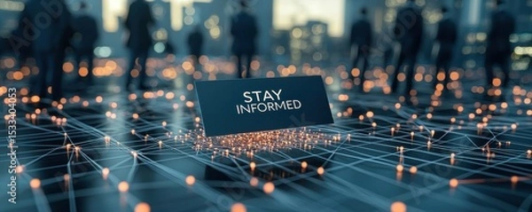 Obraz A vibrant digital landscape urging individuals to stay informed in a connected world.
